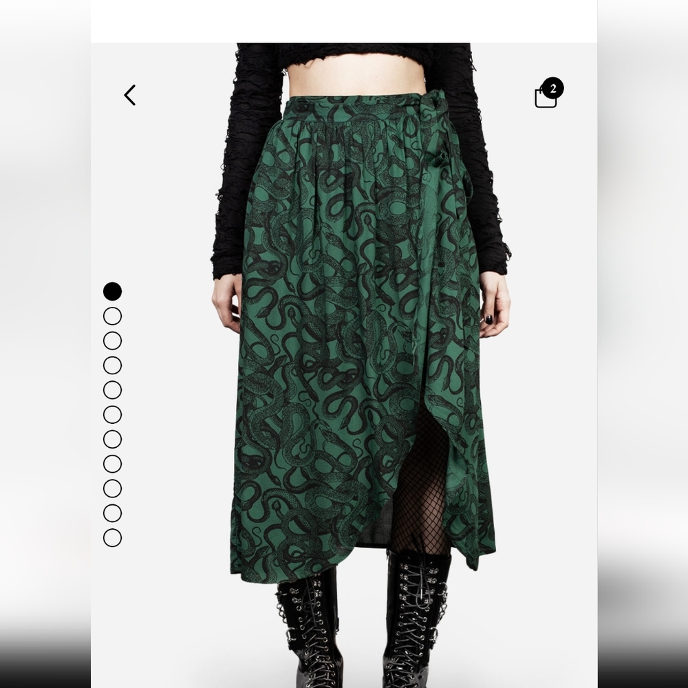 Disturbia Green Snake Print Midi Skirt